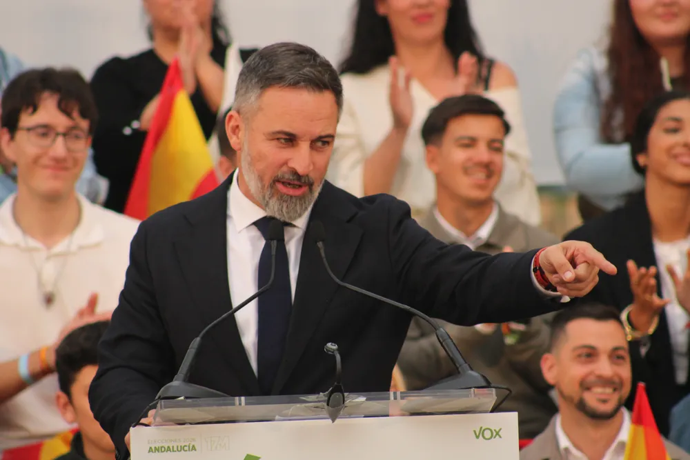 El presidente nacional de Vox, Santiago Abascal, en un acto en Málaga. / Javier Gómez de Toro