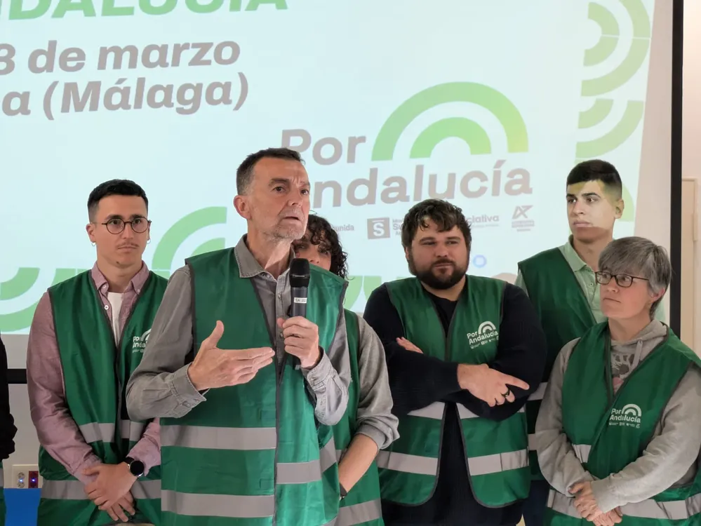 El candidato de Por Andalucía y coordinador federal de IU, Antonio Maíllo, en Málaga. / Samuel Saborido