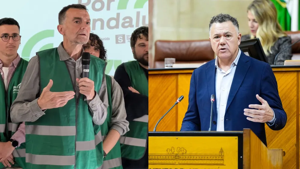 Antonio Maíllo, candidato de Por Andalucía, y Juan Antonio Delgado, dirigente de Podemos.